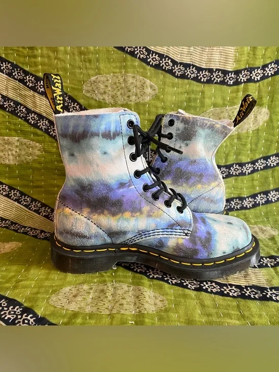 Dr. Martens 1460 Pascal Blue Tie Dye Leather Lace Up Boots Size 6 Grunge Punk - Picture 7 of 15